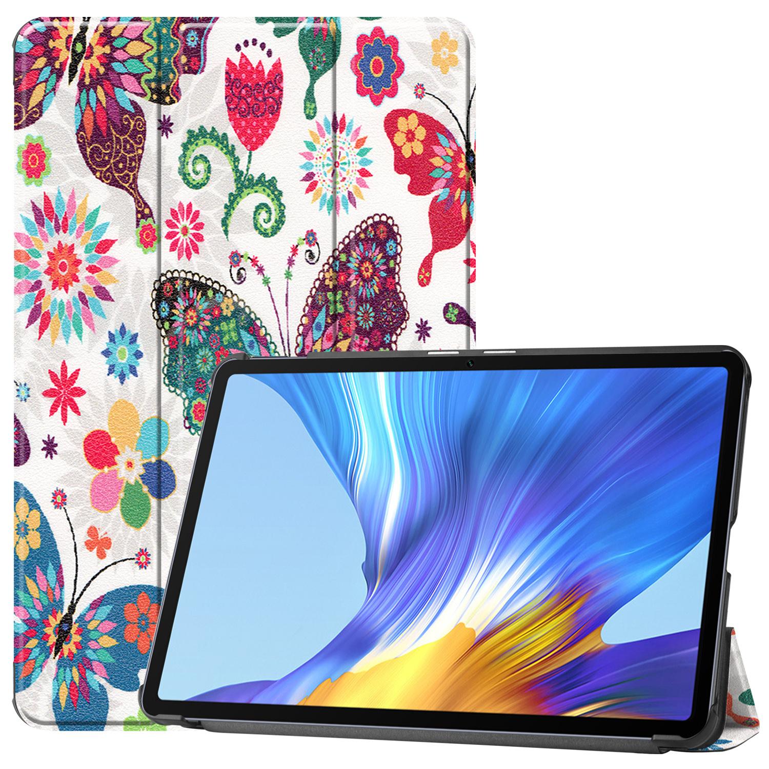Tablet hoes geschikt voor Huawei MatePad 10.4 (2022) - Tri-Fold Book Case - Met Auto Wake/Sleep functie - Vlinders afbeelding