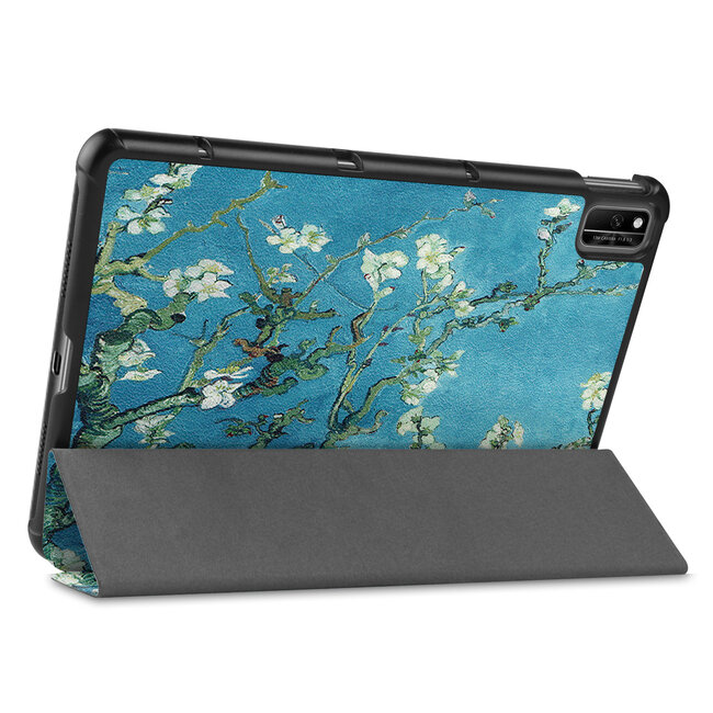 Tablet hoes geschikt voor Huawei MatePad 10.4 (2022) - Tri-Fold Book Case - Met Auto Wake/Sleep functie - Witte Bloesem