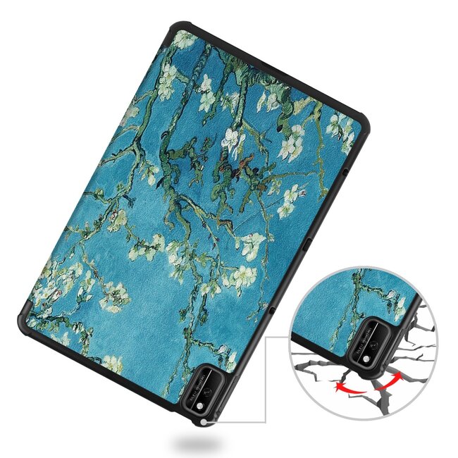Tablet hoes geschikt voor Huawei MatePad 10.4 (2022) - Tri-Fold Book Case - Met Auto Wake/Sleep functie - Witte Bloesem