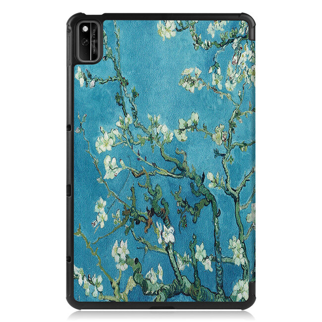 Tablet hoes geschikt voor Huawei MatePad 10.4 (2022) - Tri-Fold Book Case - Met Auto Wake/Sleep functie - Witte Bloesem