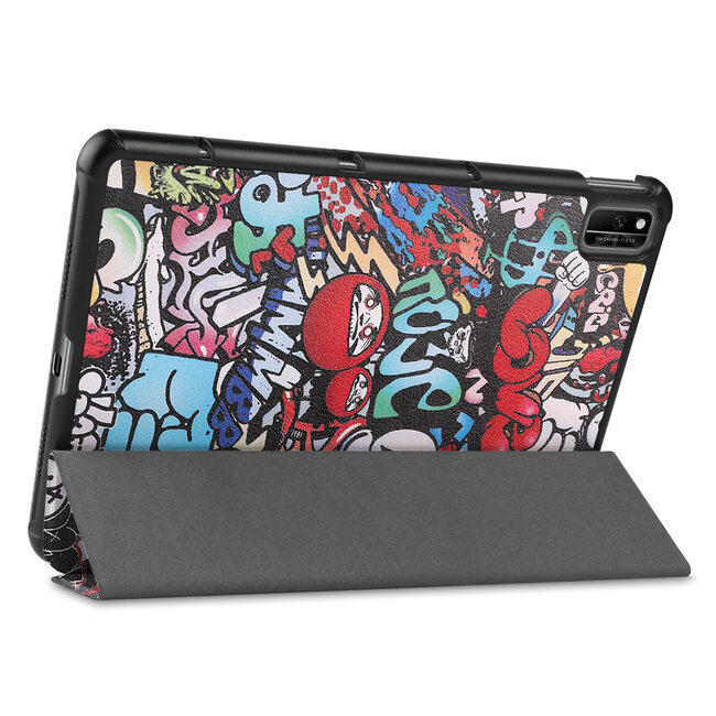 Tablet hoes geschikt voor Huawei MatePad 10.4 (2022) - Tri-Fold Book Case - Met Auto Wake/Sleep functie - Graffiti