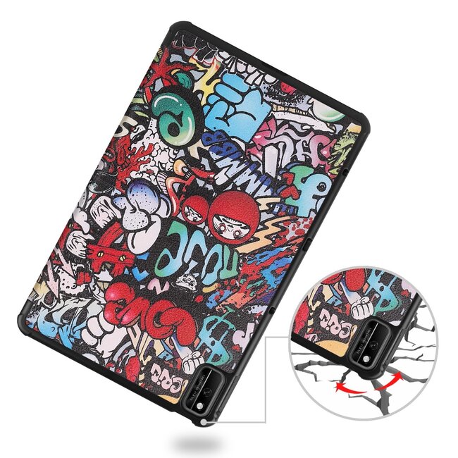 Tablet hoes geschikt voor Huawei MatePad 10.4 (2022) - Tri-Fold Book Case - Met Auto Wake/Sleep functie - Graffiti