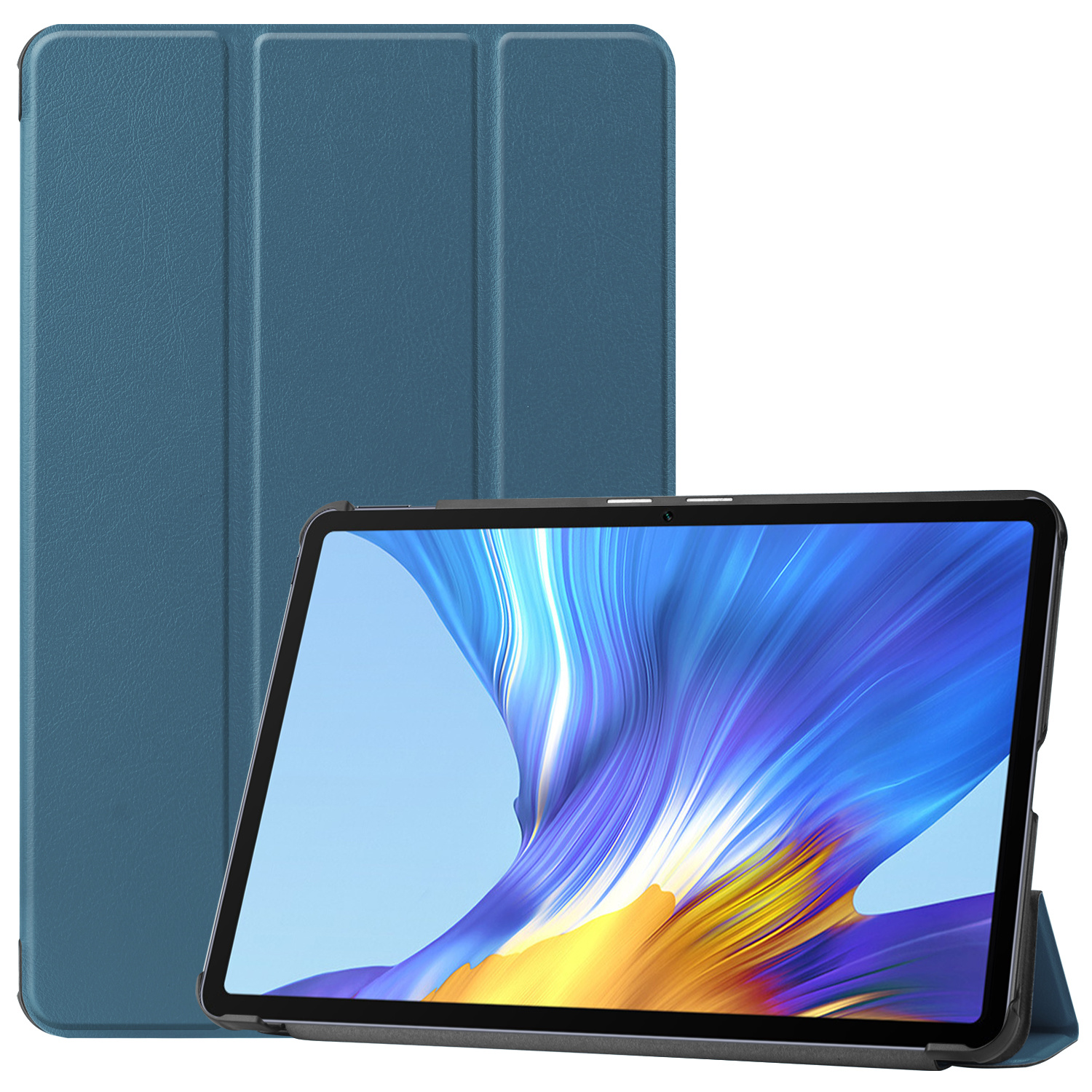 Tablet hoes geschikt voor Huawei MatePad 10.4 (2022) - Tri-Fold Book Case - Met Auto Wake/Sleep functie - Donker Groen afbeelding