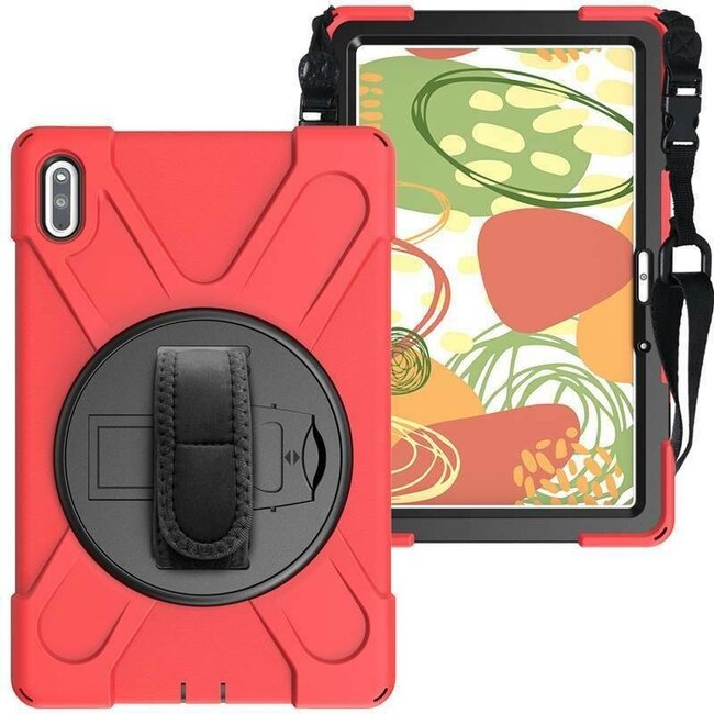 Tablet hoes geschikt voor Huawei MatePad 10.4 (2022) - Hand Strap Armor Case - Rood