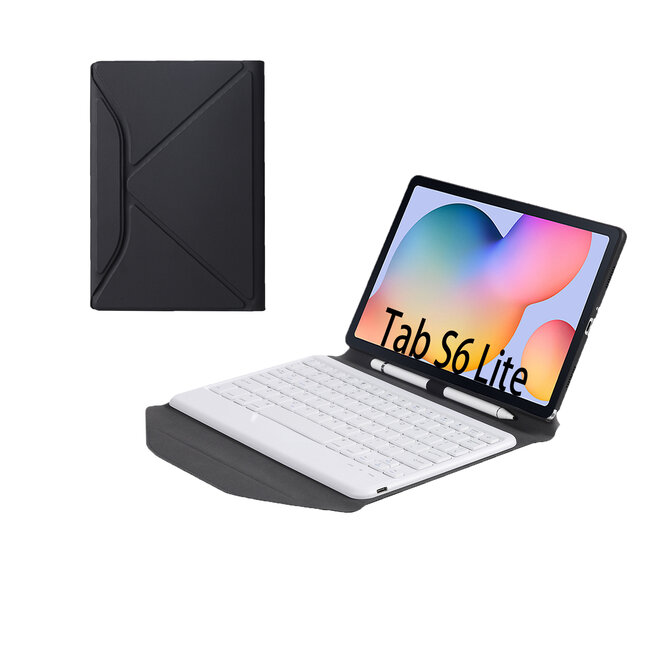 Tablet Toetsenbord Hoes geschikt voor Samsung Galaxy S6 Lite (2024) / Samsung Galaxy Tab S6 Lite (2022/2020) 10.4 - Met Draadloos Bluetooth Keyboard en Stylus pen houder - Wit