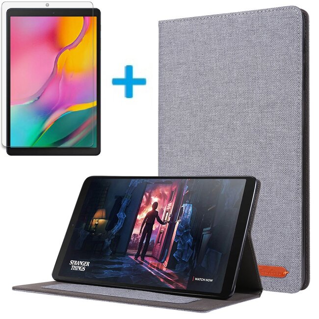 Samsung Galaxy Tab A 10.1 (2019) hoes - Book Case met Soft TPU houder + Screenprotector - Grijs