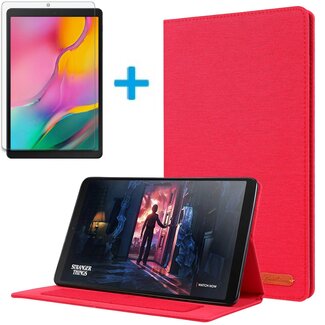Case2go Samsung Galaxy Tab A 10.1 (2019) hoes - Book Case met Soft TPU houder + Screenprotector - Rood