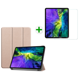 Case2go Tablet hoes geschikt voor iPad Pro 2021 en Screenprotector - 11 inch - Tablet hoes en Screenprotector - Goud