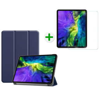 Case2go iPad Pro 2021 Hoes en Screenprotector - 11 inch - Tablet hoes en Screenprotector - Donker Blauw
