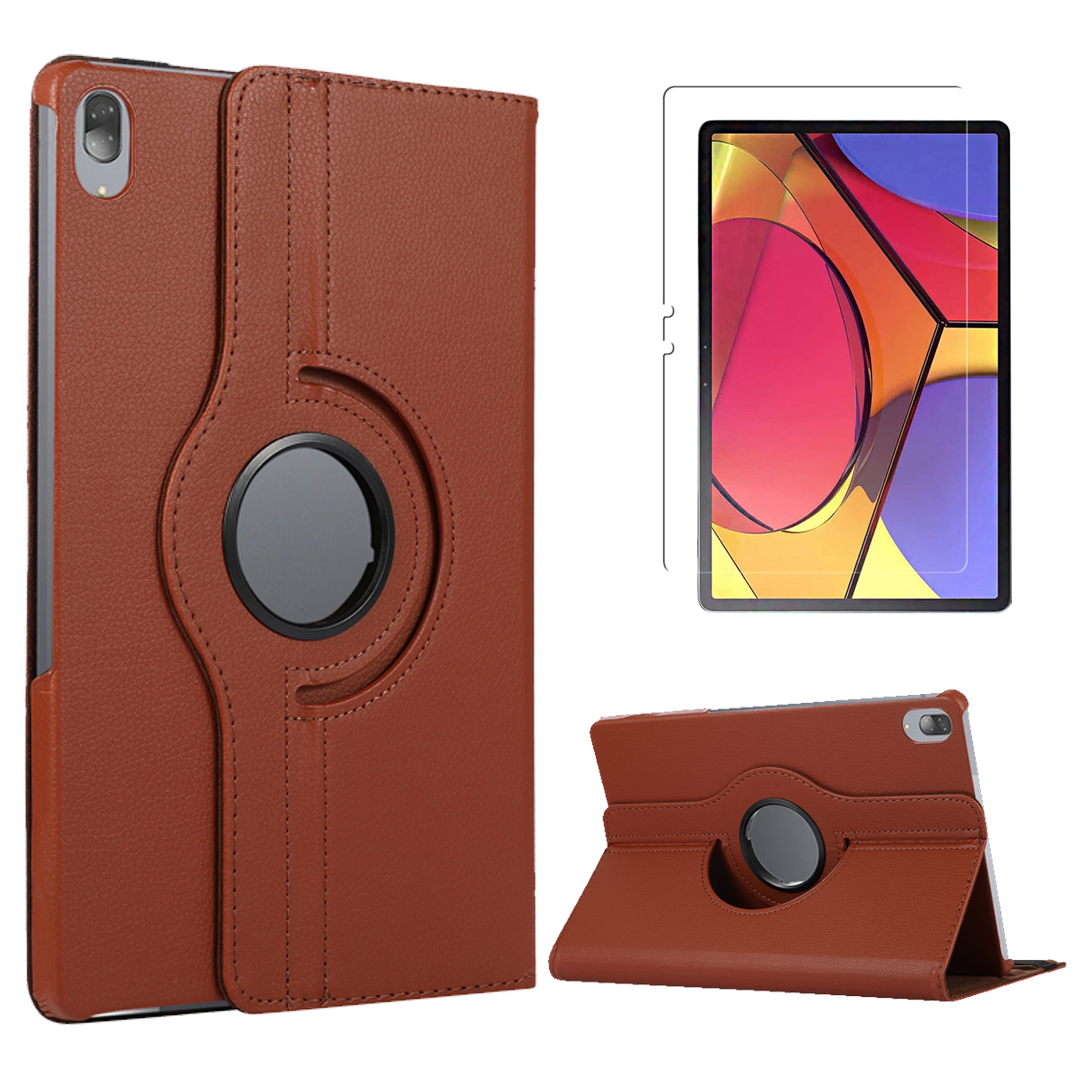 Case2go - Tablet hoes geschikt voor Lenovo Tab P11 Pro - Draaibare Book Case + Screenprotector - 11.5 inch - Bruin afbeelding