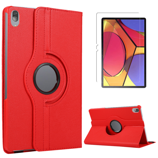 Case2go - Tablet hoes geschikt voor Lenovo Tab P11 Pro - Draaibare Book Case + Screenprotector - 11.5 inch - Rood