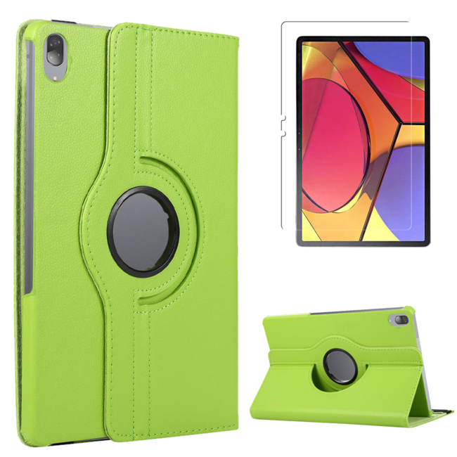 Case2go - Tablet hoes geschikt voor Lenovo Tab P11 Pro - Draaibare Book Case + Screenprotector - 11.5 inch - Groen