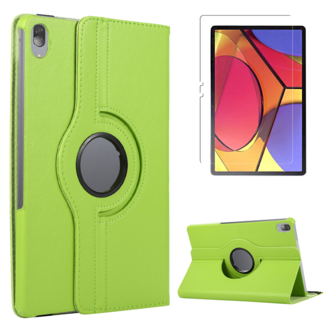 Case2go Case2go - Tablet hoes geschikt voor Lenovo Tab P11 - Draaibare Book Case + Screenprotector - 11 inch - Groen