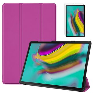 Case2go Samsung Galaxy Tab S5e hoes - Tri-Fold Book Case + Screenprotector - Paars