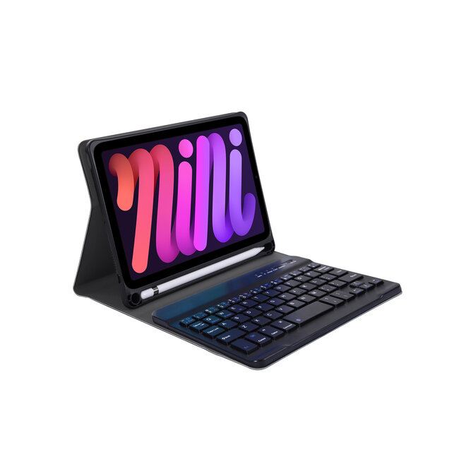 Case2go - Bluetooth toetsenbord hoes geschikt voor de iPad mini 2021 - Stand functie - Toetsenbord hoes met stylus Pen Houder - Zwart