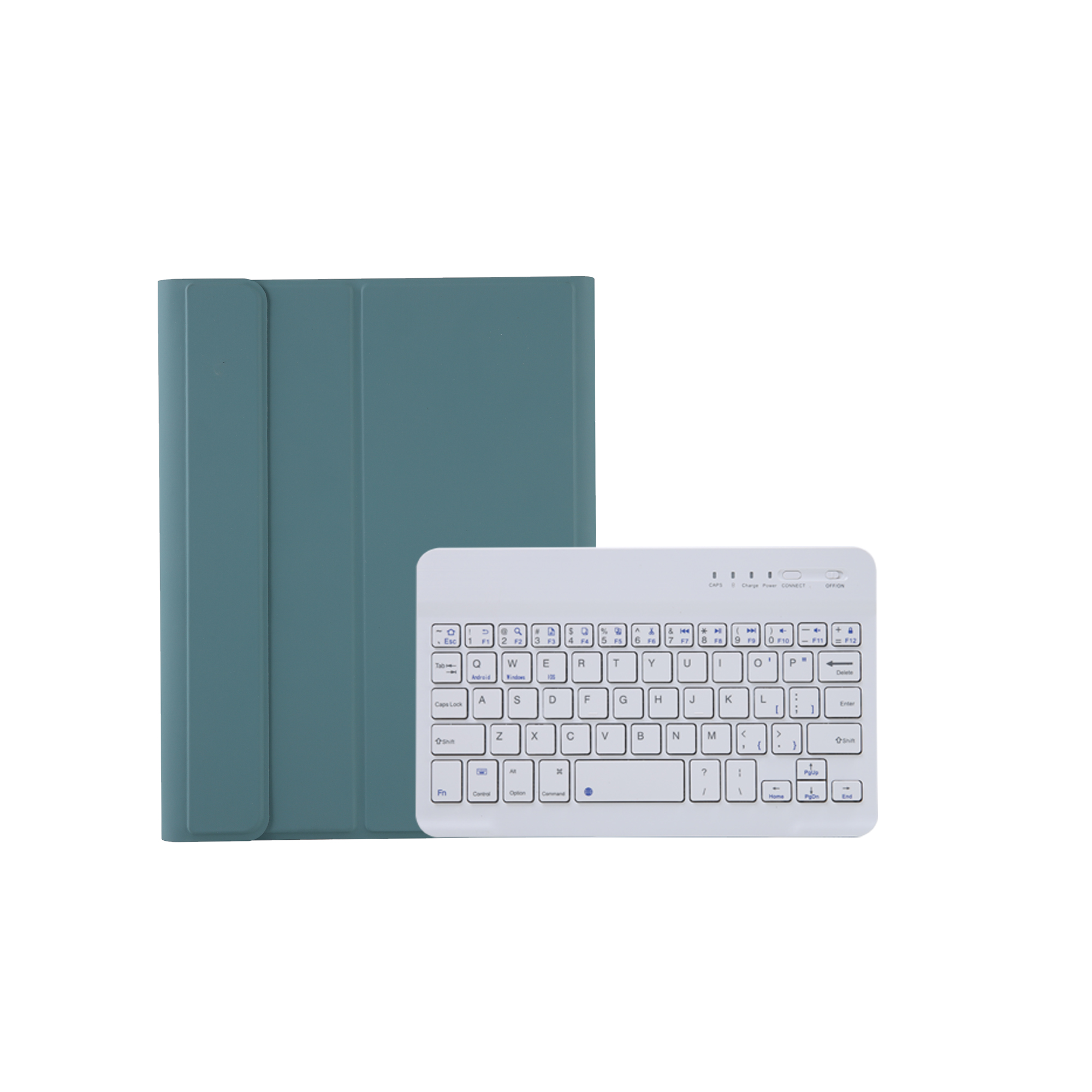 Case2go - Bluetooth Toetsenbord Hoes geschikt voor de Apple iPad Mini 7 (2024) / iPad Mini 6 (2021) - QWERTY - iPad Hoes met Stylus Pen Houder - Donker Groen afbeelding