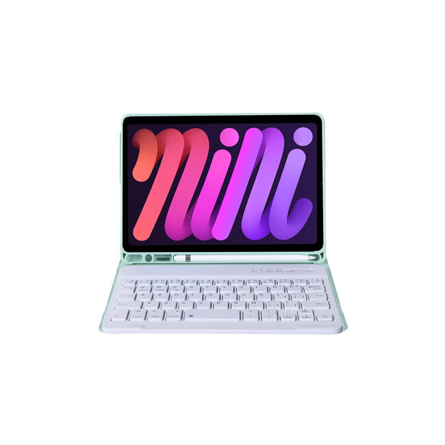 Case2go - Bluetooth Toetsenbord Hoes geschikt voor de Apple iPad Mini 7 (2024) / iPad Mini 6 (2021) - QWERTY - iPad Hoes met Stylus Pen Houder - Licht Groen