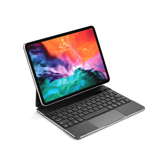 Case2go Bluetooth Toetsenbord hoes geschikt voor Apple iPad Pro 12.9 (2018/2020/2021) - Magnetic Keyboard Case met RGB Verlichting en Keypad - Grijs