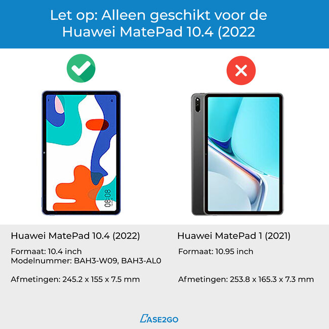 Screenprotector geschikt voor Huawei MatePad 10.4 (2022) - Tempered Glass Screenprotector - Case Friendly - Transparant