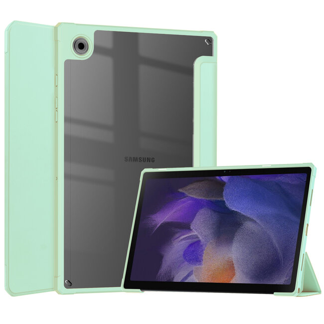 Case2go - Tablet Hoes geschikt voor Samsung Galaxy Tab A8 (2022 &amp; 2021) - 10.5 Inch - Transparante Case - Tri-fold Back Cover - Mint Groen