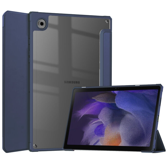 Case2go - Tablet Hoes geschikt voor Samsung Galaxy Tab A8 (2022 &amp; 2021) - 10.5 Inch - Transparante Case - Tri-fold Back Cover - Donker Blauw