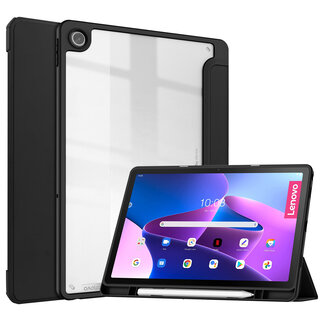 Case2go Case2go - Tablet Hoes geschikt voor Lenovo Tab M10 Plus (3rd Gen) - 10.6 Inch - Tri-Fold Transparante Cover - Met Pencil Houder - Zwart