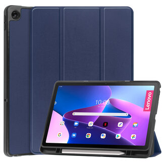 Case2go Case2go - Tablet Hoes geschikt voor Lenovo Tab M10 Plus (3rd Gen) - Tri-Fold Book Case - Pencil Houder - Met Auto Sleep/Wake functie - Blauw