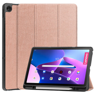 Case2go Case2go - Tablet Hoes geschikt voor Lenovo Tab M10 Plus (3rd Gen) - Tri-Fold Book Case - Pencil Houder - Met Auto Sleep/Wake functie - Rose-Goud