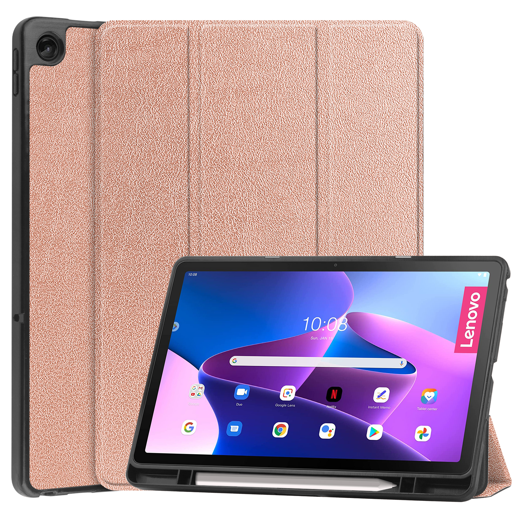 factor Gooi Trottoir Case2go Case2go - Tablet Hoes geschikt voor Lenovo Tab M10 Plus (3rd Gen) -  Tri-Fold Book Case - Pencil Houder - Met Auto Sleep/Wake functie -  Rose-Goud | Case2go.nl
