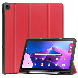 Case2go Case2go - Tablet Hoes geschikt voor Lenovo Tab M10 Plus (3rd Gen) - Tri-Fold Book Case - Pencil Houder - Met Auto Sleep/Wake functie - Rood