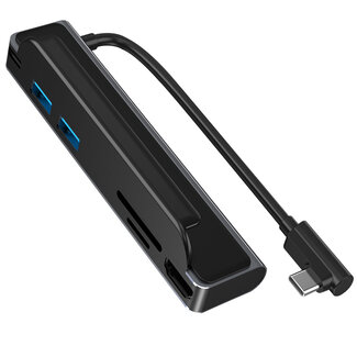 Case2go USB C Hub - 6 in 1 TYPE-C to HDMI - Resolutie 4K 30hz - Aluminium - Zwart