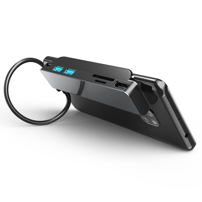 USB C Hub - 6 in 1 TYPE-C to HDMI - Resolutie 4K 30hz - Aluminium - Zwart