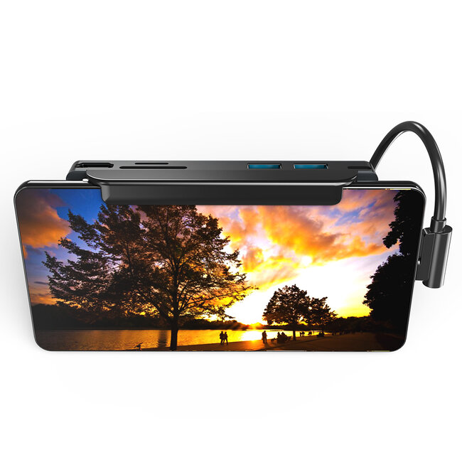 USB C Hub - 6 in 1 TYPE-C to HDMI - Resolutie 4K 30hz - Aluminium - Zwart