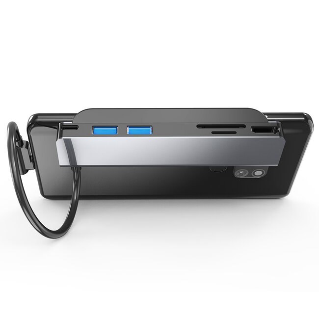 USB C Hub - 6 in 1 TYPE-C to HDMI - Resolutie 4K 30hz - Aluminium - Zwart