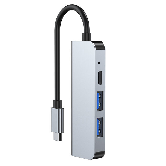 Case2go - USB Hub - 4 in 1 - Type C naar HDMI - Grijs
