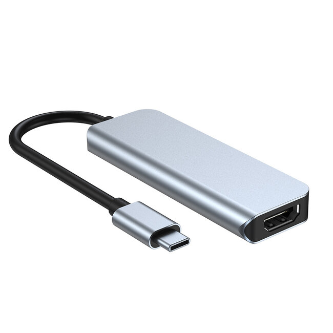 Case2go - USB Hub - 4 in 1 - Type C naar HDMI - Grijs
