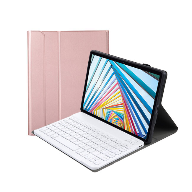 Bluetooth Toetsenbord geschikt voor Lenovo Tab M10 Plus 3rd Gen 10.6 (2022) Toetsenbord &amp; Hoes - QWERTY Keyboard case - Auto/Wake functie - Rosé-Goud