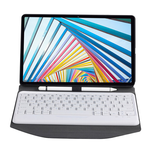 Tablet Toetsenbord Hoes geschikt voor Lenovo Tab M10 Plus (3rd Gen)  - Met Draadloos Bluetooth Keyboard en Stylus pen houder - Wit