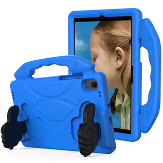 Case2go Tablet hoes geschikt voor Lenovo Tab M10 Plus (2de generatie) - 10.3 inch (TB-X606) - Schokbestendige case met handvat - Thumbs Kids Cover - Blauw