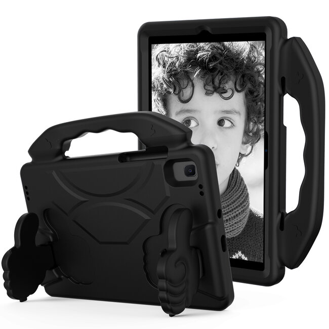 Tablet hoes geschikt voor Lenovo Tab M10 Plus (2de generatie) - 10.3 inch (TB-X606) - Schokbestendige case met handvat - Thumbs Kids Cover - Zwart