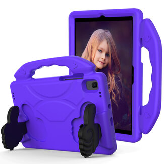 Case2go Tablet hoes geschikt voor Huawei MatePad 10.4 (2022/2020) - Schokbestendige case met handvat - Thumbs Kids Cover - Paars