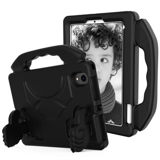 Case2go Tablet hoes geschikt voor iPad Mini 6 (2021) - Schokbestendige case met handvat - Thumbs Kids Cover - Zwart