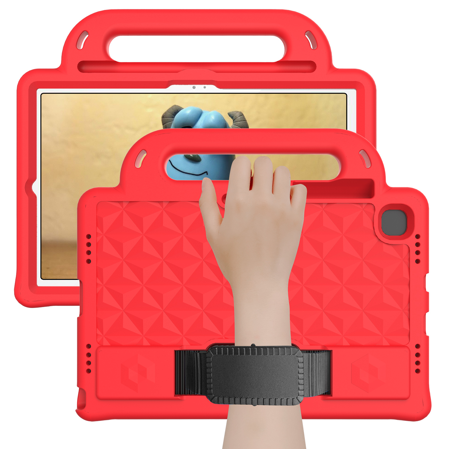 Tablet hoes geschikt voor Lenovo Tab M10 Plus (2de generatie) - 10.3 inch (TB-X606) - Schokbestendige case met handvaten - Diamond Kids Cover met schouderriem - Rood afbeelding