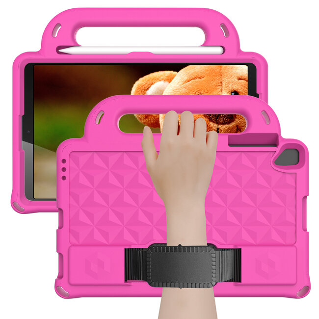 Tablet hoes geschikt voor Lenovo Tab M10 HD 2de Generatie (TB-X306F) - Schokbestendige case met handvaten - Diamond Kids Cover met schouderriem - Magenta