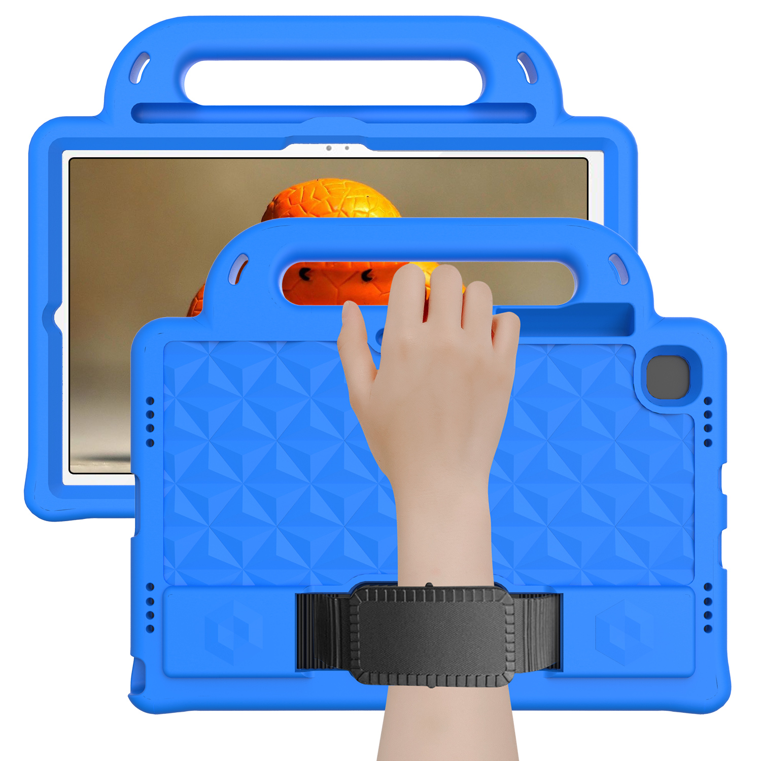 Tablet hoes geschikt voor Lenovo Tab M10 HD 2de Generatie (TB-X306F) - Schokbestendige case met handvaten - Diamond Kids Cover met schouderriem - Blauw afbeelding