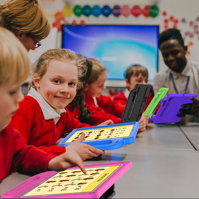 Tablet hoes geschikt voor Lenovo Tab M10 HD 2de Generatie (TB-X306F) - Schokbestendige case met handvaten - Diamond Kids Cover met schouderriem - Blauw