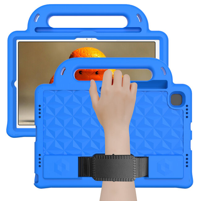 Tablet hoes geschikt voor Huawei MatePad 10.4 (2022/2020) - Schokbestendige case met handvaten - Diamond Kids Cover met schouderriem - Blauw