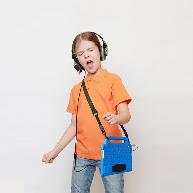 Tablet hoes geschikt voor Apple iPad Air 10.9 (2022/2020) / Apple iPad Air 11 (2024) - Schokbestendige case met handvaten - Diamond Kids Cover met schouderriem - Rood