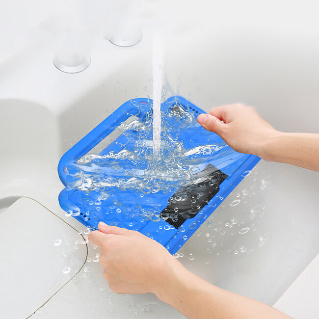 Tablet hoes geschikt voor Apple iPad Mini 6 (2021) / Mini 7 (2024) - Schokbestendige case met handvaten - Diamond Kids Cover met schouderriem - Magenta