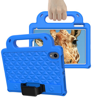Case2go Tablet hoes geschikt voor iPad Mini 6 (2021) - Schokbestendige case met handvaten - Diamond Kids Cover met schouderriem - Blauw